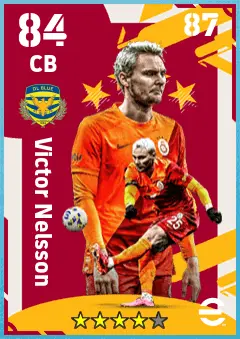 Victor Nelsson eFootball 2026 player card — 84 OVR CB