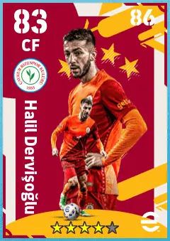 Halil Dervisoglu eFootball 2026 player card — 83 OVR CF