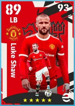 Luke Shaw eFootball 2026 player card — 89 OVR LB