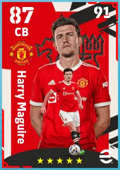 Harry Maguire eFootball 2026 player card — 87 OVR CB