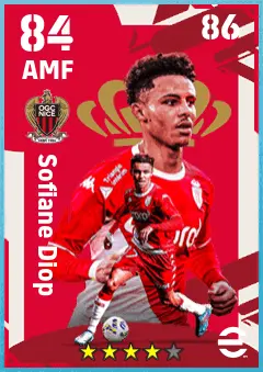 Sofiane Diop eFootball 2026 player card — 84 OVR AMF