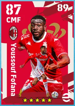 Youssouf Fofana eFootball 2026 player card — 87 OVR CMF