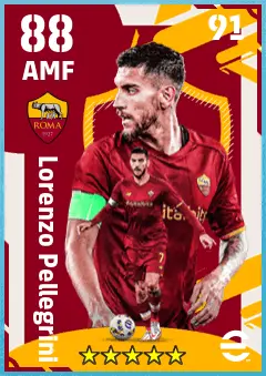 Lorenzo Pellegrini eFootball 2026 player card — 88 OVR AMF