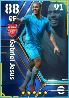 Gabriel Jesus eFootball 2026 player card — 88 OVR CF