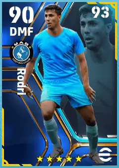 Rodri eFootball 2026 player card — 90 OVR DMF