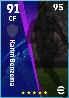 Karim Benzema eFootball 2026 player card — 91 OVR CF