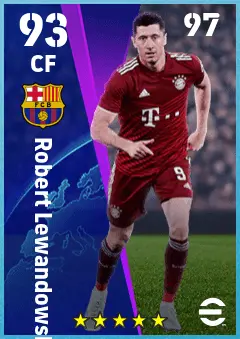 Robert Lewandowski eFootball 2026 player card — 93 OVR CF