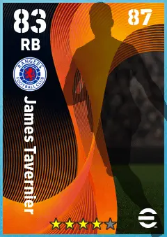 James Tavernier eFootball 2026 player card — 83 OVR RB