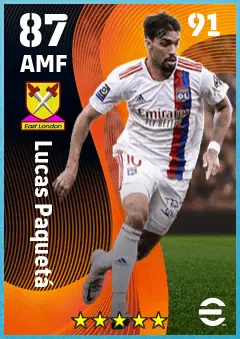 Lucas Paqueta eFootball 2026 player card — 87 OVR AMF