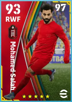 Mohamed Salah eFootball 2026 player card — 93 OVR RWF