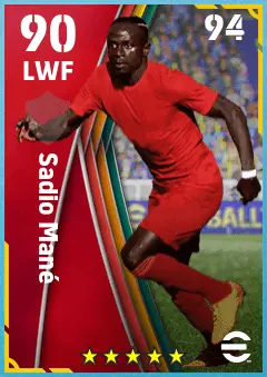 Sadio Mane eFootball 2026 player card — 90 OVR LWF