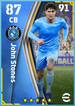 John Stones eFootball 2026 player card — 87 OVR CB