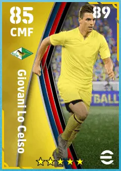 Giovani Lo Celso eFootball 2026 player card — 85 OVR CMF