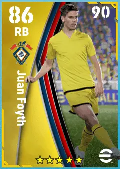 Juan Foyth eFootball 2026 player card — 86 OVR RB