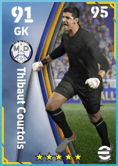 Thibaut Courtois eFootball 2026 player card — 91 OVR GK
