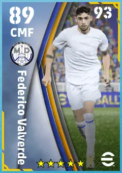 Federico Valverde eFootball 2026 player card — 89 OVR CMF