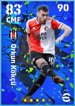 Orkun Kokcu eFootball 2026 player card — 83 OVR CMF