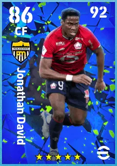 Jonathan David eFootball 2026 player card — 86 OVR CF