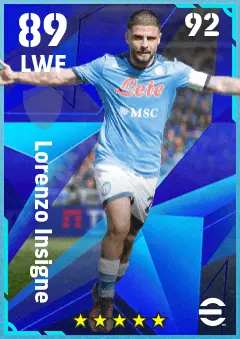 Lorenzo Insigne eFootball 2026 player card — 89 OVR LWF