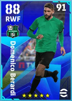 Domenico Berardi eFootball 2026 player card — 88 OVR RWF