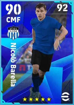 Nicolo Barella eFootball 2026 player card — 90 OVR CMF