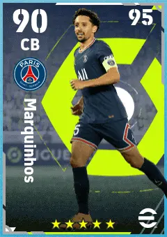 Marquinhos eFootball 2026 player card — 90 OVR CB