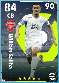 William Saliba eFootball 2026 player card — 84 OVR CB