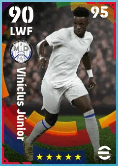 Vinicius Junior eFootball 2026 player card — 90 OVR LWF