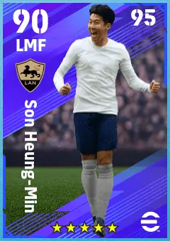 Son Heung-Min eFootball 2026 player card — 90 OVR LMF
