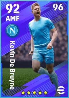 Kevin De Bruyne eFootball 2026 player card — 92 OVR AMF