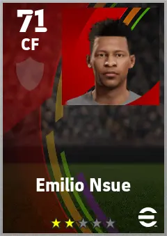 Emilio Nsue eFootball 2026 player card — 71 OVR CF