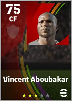 Vincent Aboubakar eFootball 2026 player card — 75 OVR CF