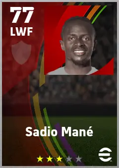Sadio Mane eFootball 2026 player card — 77 OVR LWF