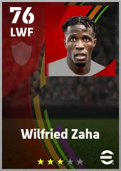 Wilfried Zaha eFootball 2026 player card — 76 OVR LWF