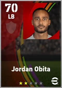 Jordan Obita eFootball 2026 player card — 70 OVR LB