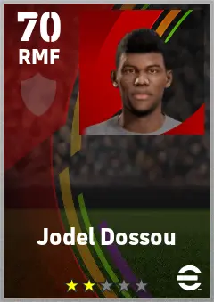 Jodel Dossou eFootball 2026 player card — 70 OVR RMF