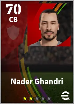 Nader Ghandri eFootball 2026 player card — 70 OVR CB
