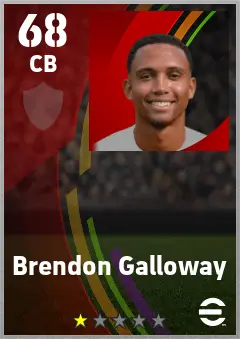 Brendon Galloway eFootball 2026 player card — 68 OVR CB