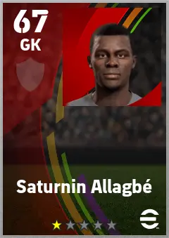 Saturnin Allagbe eFootball 2026 player card — 67 OVR GK