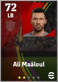 Ali Maaloul eFootball 2026 player card — 72 OVR LB