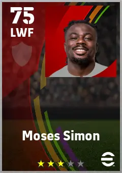 Moses Simon eFootball 2026 player card — 75 OVR LWF