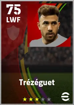 Trezeguet eFootball 2026 player card — 75 OVR LWF
