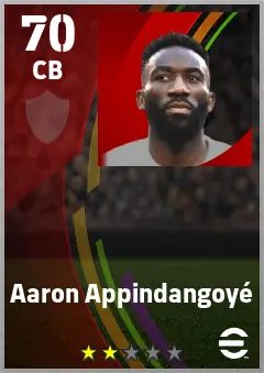 Aaron Appindangoye eFootball 2026 player card — 70 OVR CB
