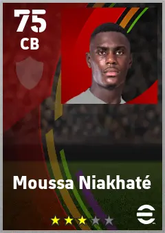 Moussa Niakhate eFootball 2026 player card — 75 OVR CB