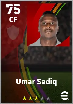 Umar Sadiq eFootball 2026 player card — 75 OVR CF