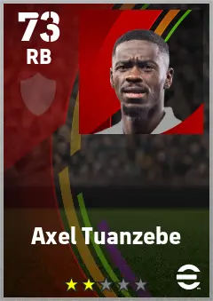 Axel Tuanzebe eFootball 2026 player card — 73 OVR RB