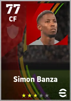 Simon Banza eFootball 2026 player card — 77 OVR CF