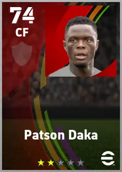 Patson Daka eFootball 2026 player card — 74 OVR CF