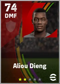 Aliou Dieng eFootball 2026 player card — 74 OVR DMF