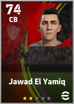 Jawad El Yamiq eFootball 2026 player card — 74 OVR CB